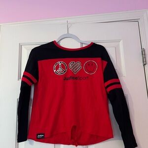 Girls Justice Sport long sleeve shirt with tie in front